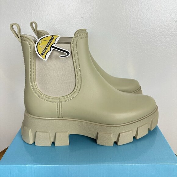 JEFFREY CAMPBELL Pleu Platform Lug Sole Chelsea Rain Boot Cream Size US 10 NWT - Picture 6 of 11